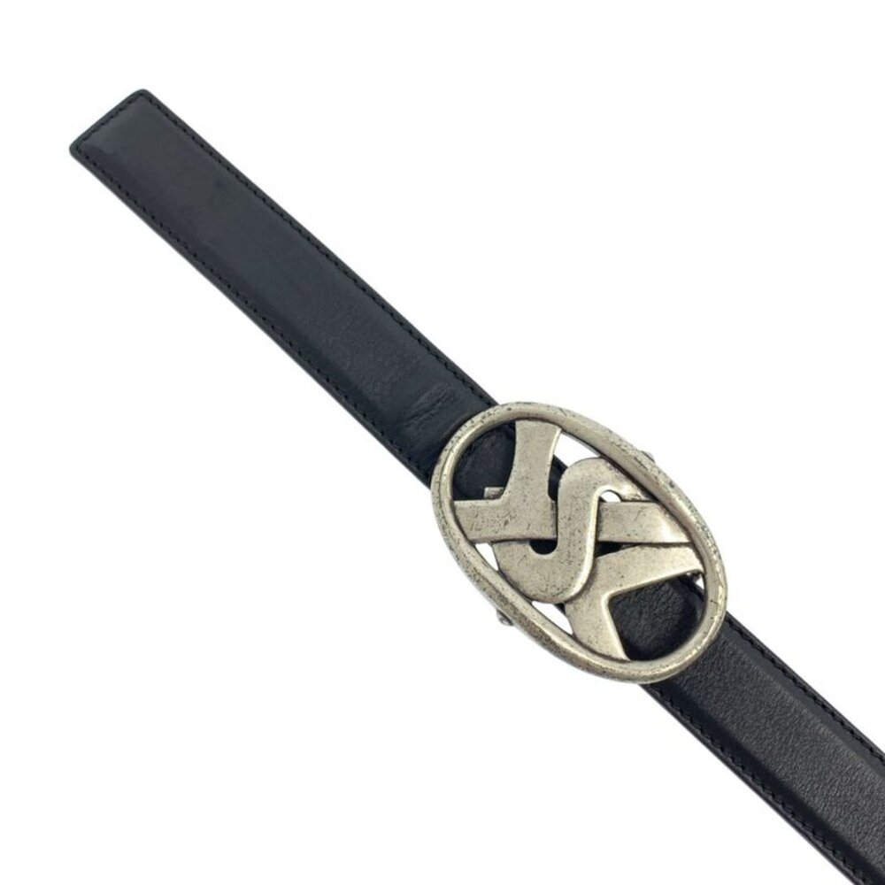 Saint Laurent Yves YSL Logo Leather Belt Black - Picture 3 of 4